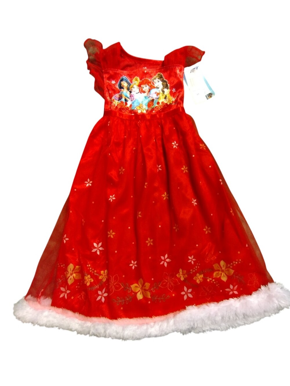 NWT Girls Red Disney Princess Holiday Sleepwear with Fur Trim 3T Costume